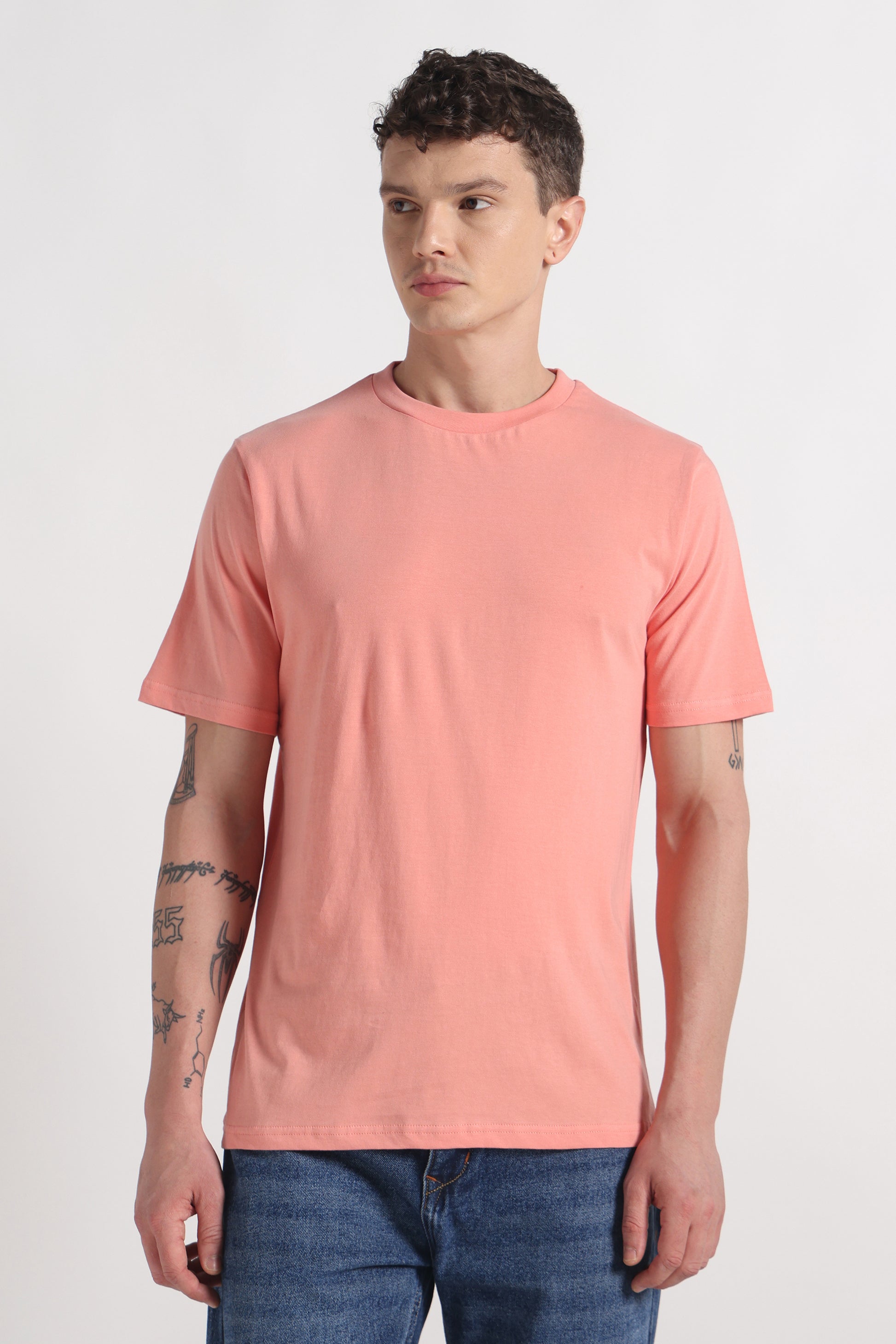 Clay Coral Crew Neck Organic Cotton T-Shirt – 180 GSM