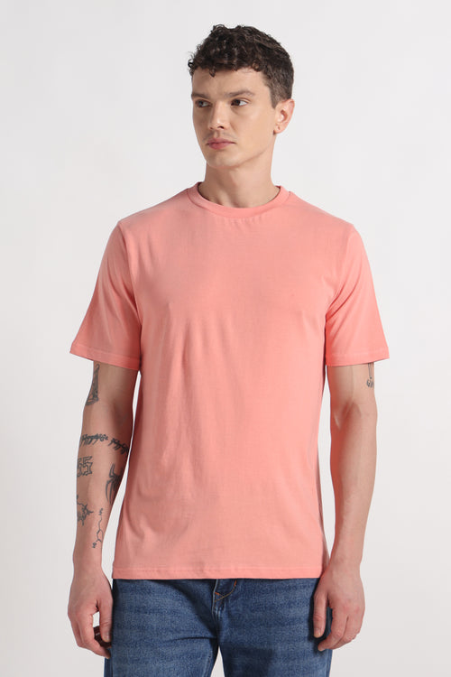 Clay Coral Crew Neck Organic Cotton T-Shirt – 180 GSM