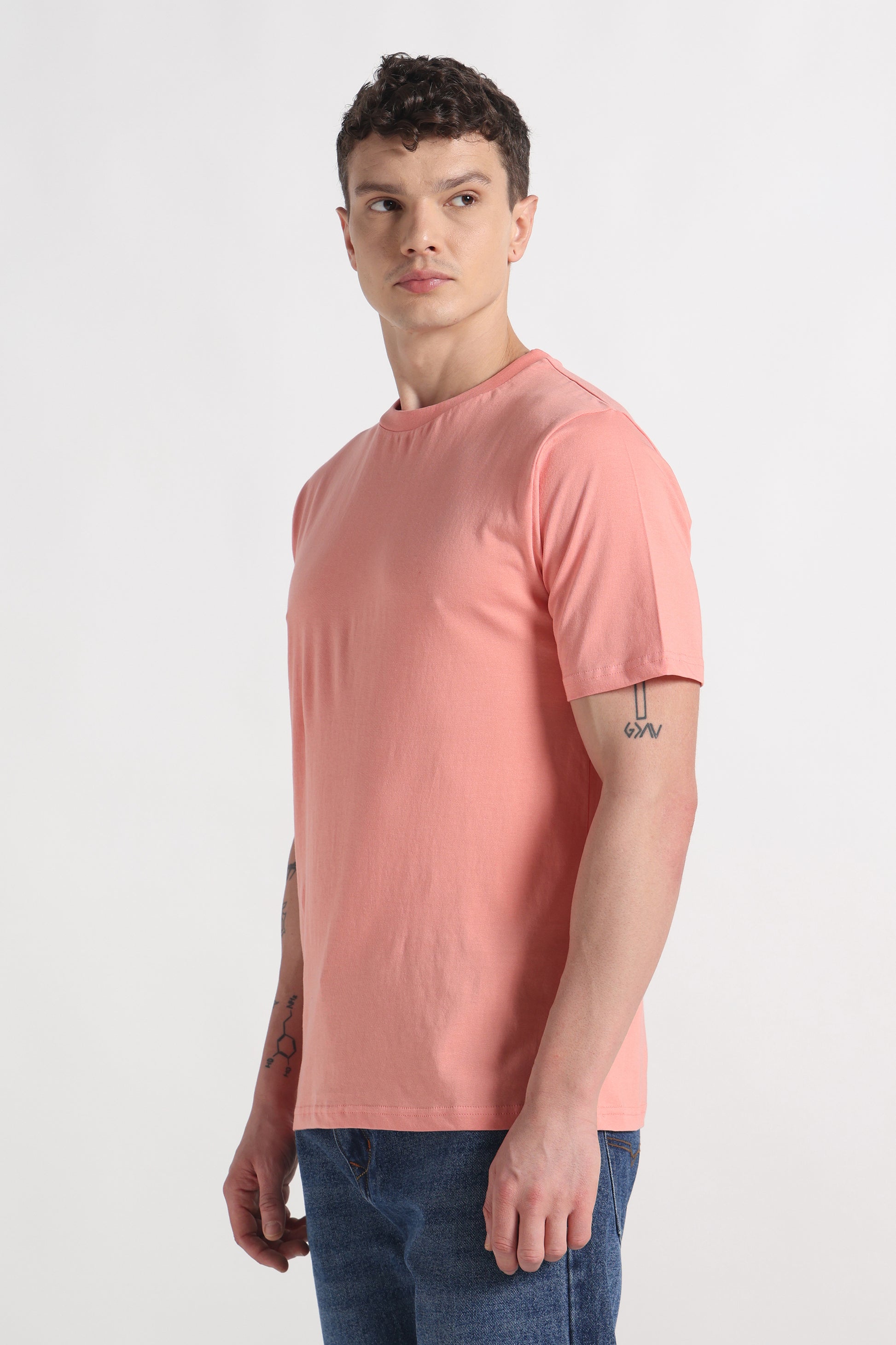 Clay Coral Crew Neck Organic Cotton T-Shirt – 180 GSM