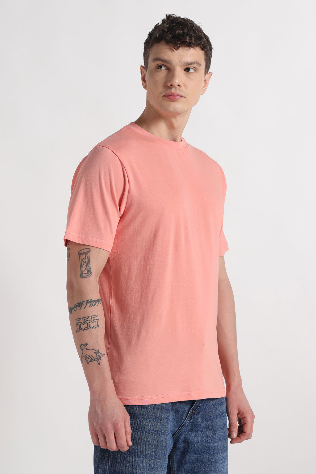 Clay Coral Crew Neck Organic Cotton T-Shirt – 180 GSM
