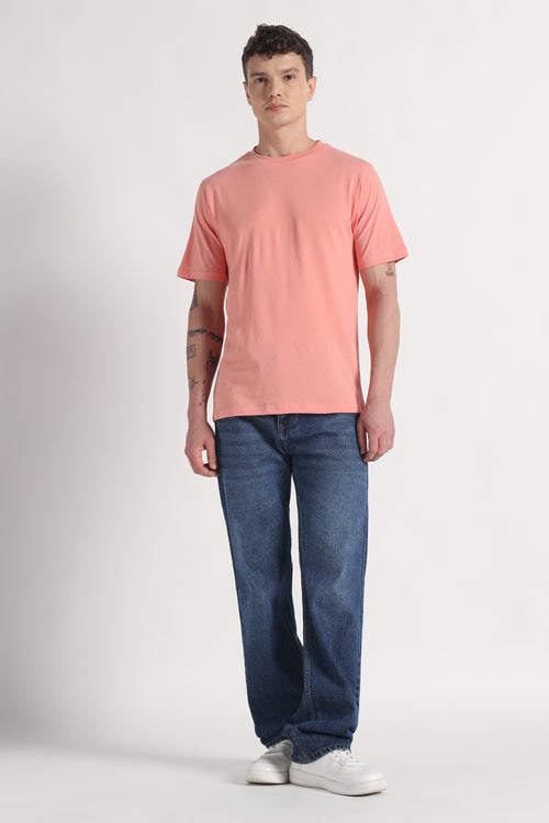 Clay Coral Crew Neck Organic Cotton T-Shirt – 180 GSM