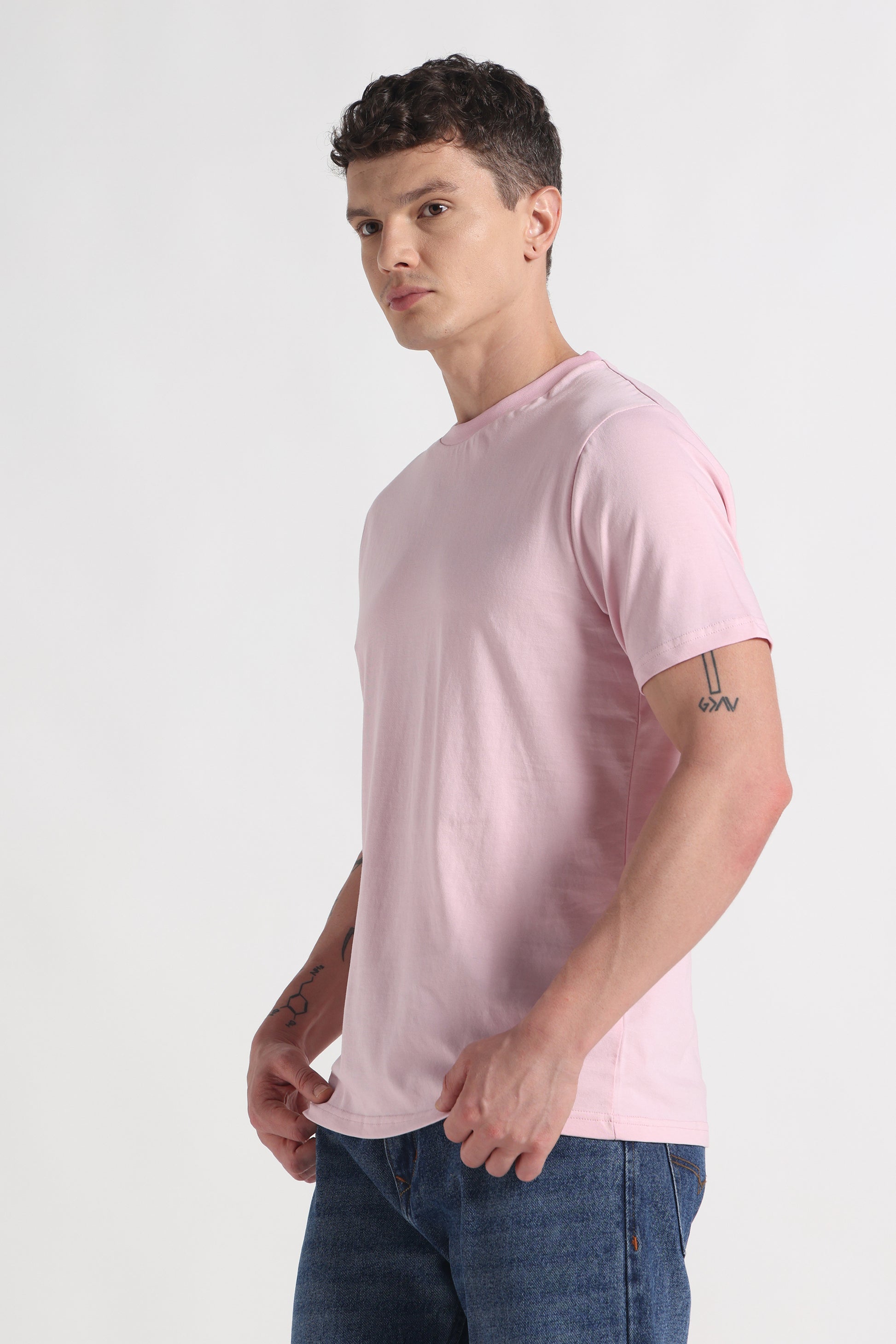 Blush Crew Neck Organic Cotton T-Shirt – 180 GSM