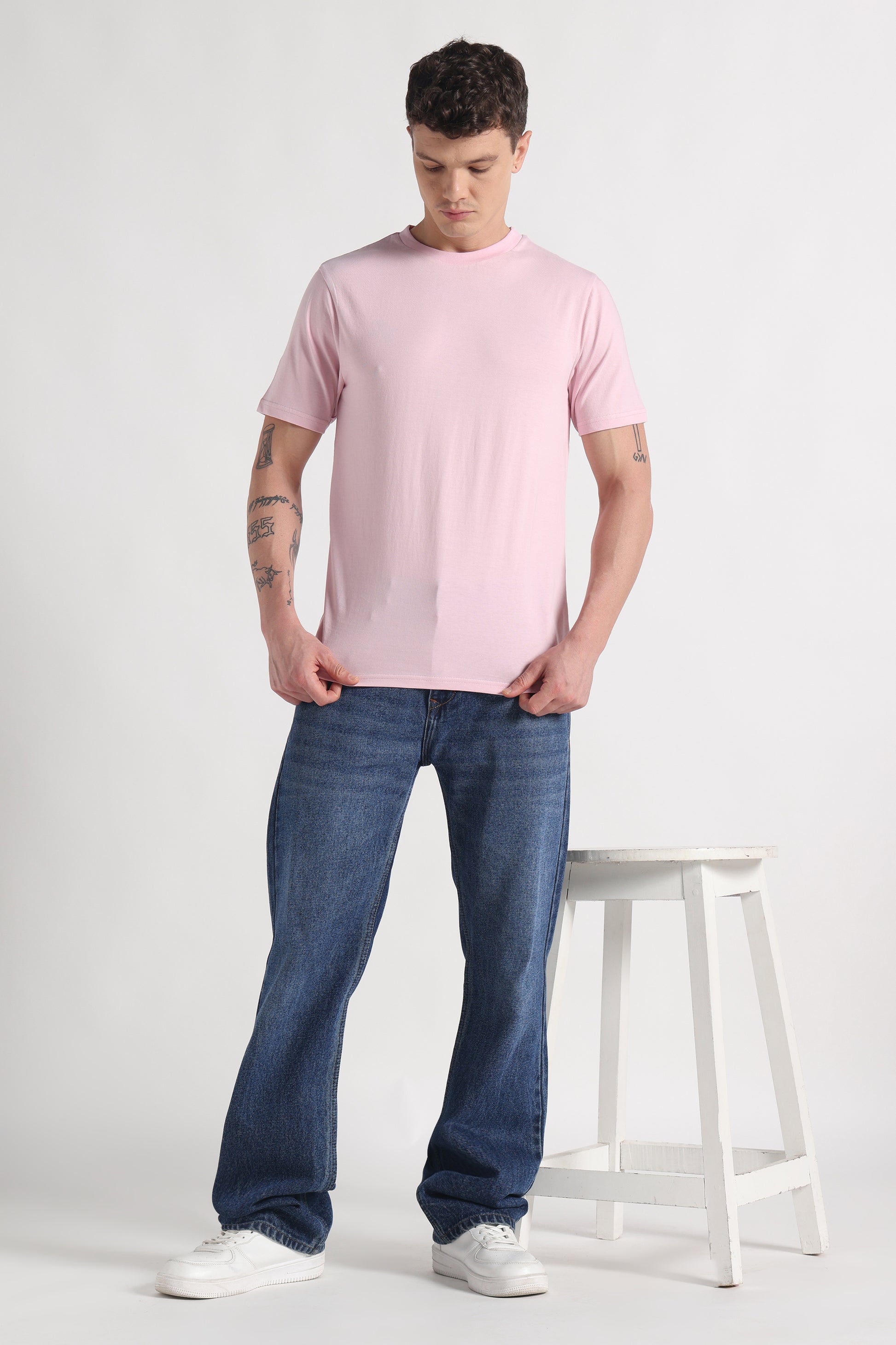 Blush Crew Neck Organic Cotton T-Shirt – 180 GSM