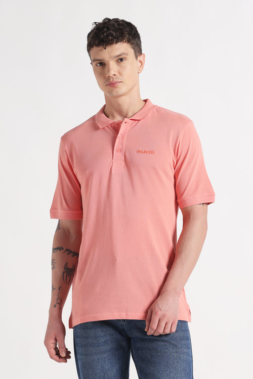 Clay Coral Polo Organic Cotton T-Shirt – 220 GSM