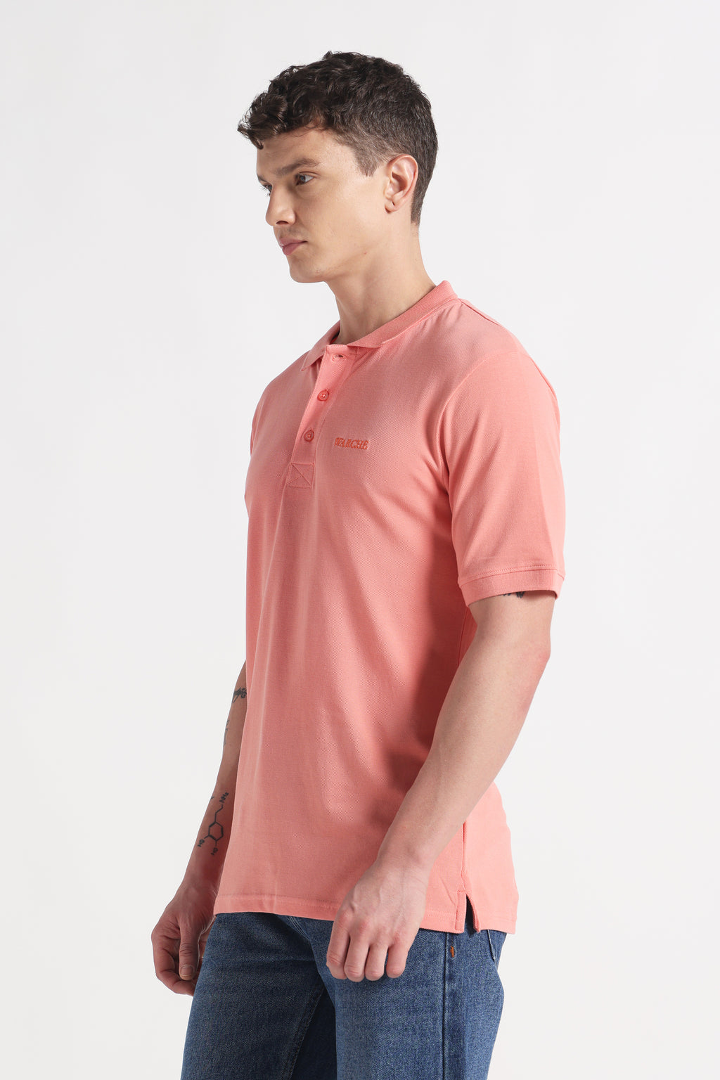 Clay Coral Polo Organic Cotton T-Shirt – 220 GSM