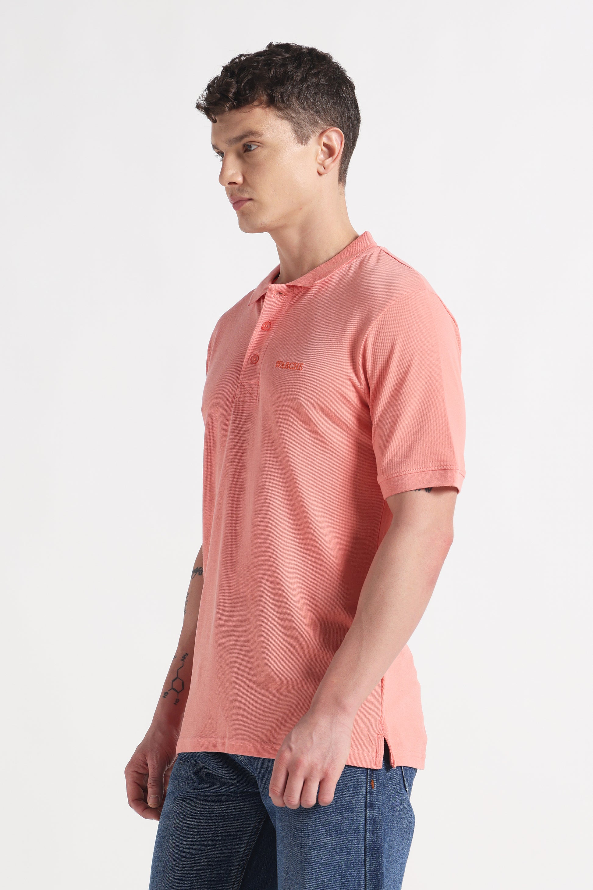 Clay Coral Polo Organic Cotton T-Shirt – 220 GSM