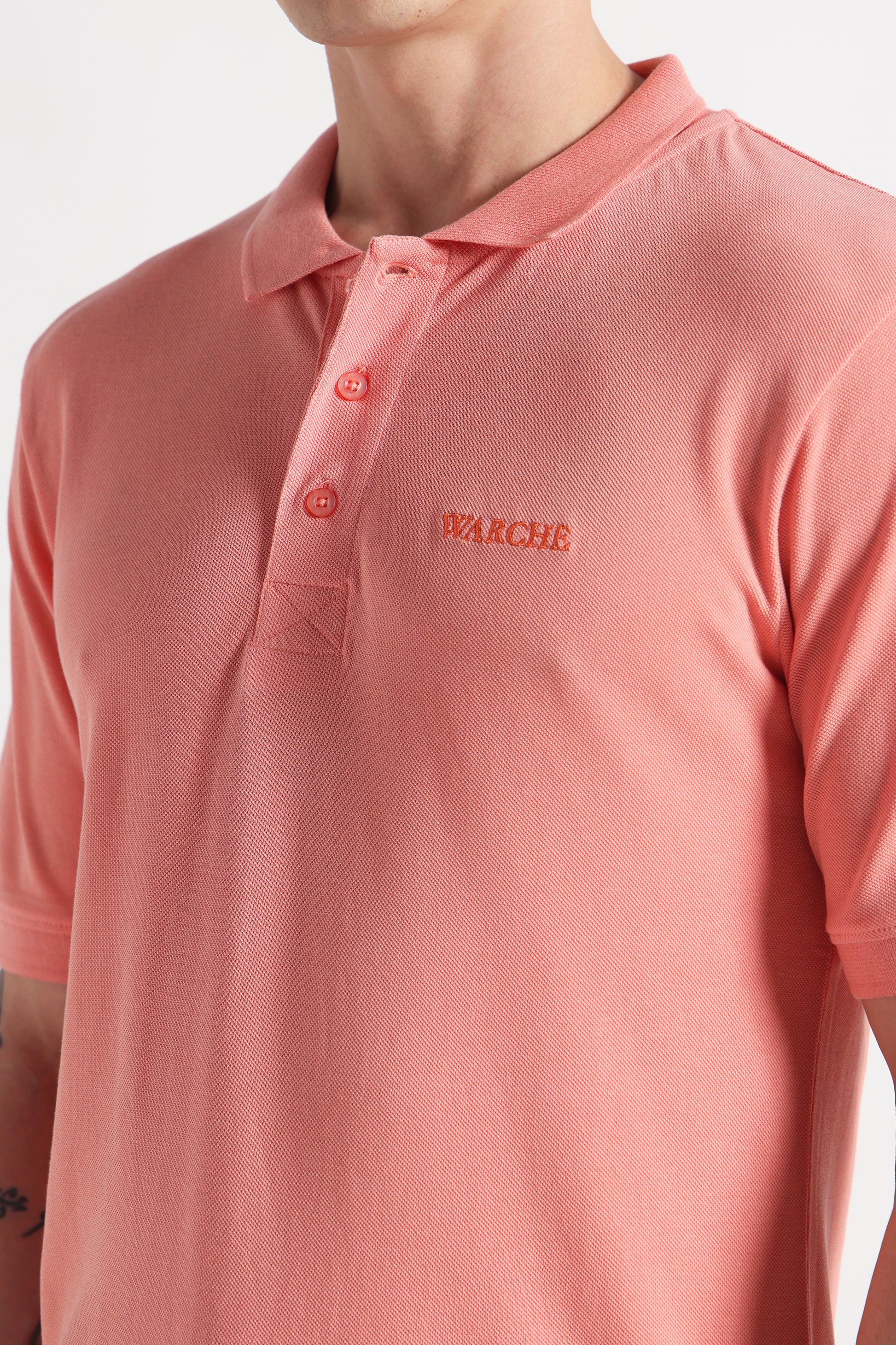Clay Coral Polo Organic Cotton T-Shirt – 220 GSM