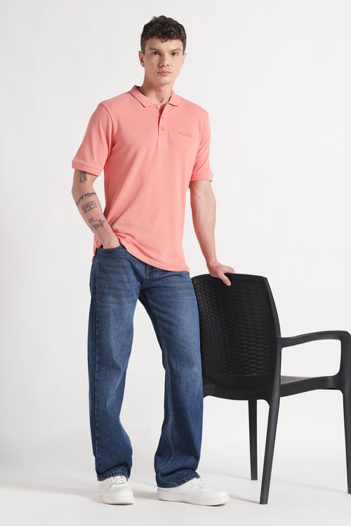 Clay Coral Polo Organic Cotton T-Shirt – 220 GSM