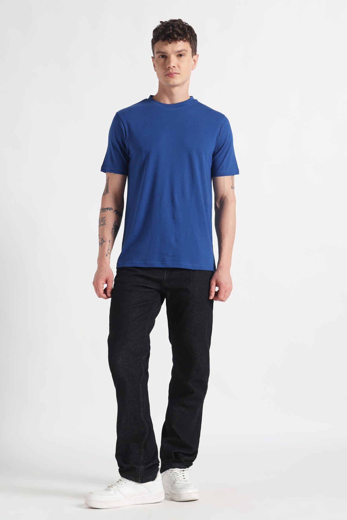 Indigo Drift Crew Neck Organic Cotton T-Shirt – 180 GSM