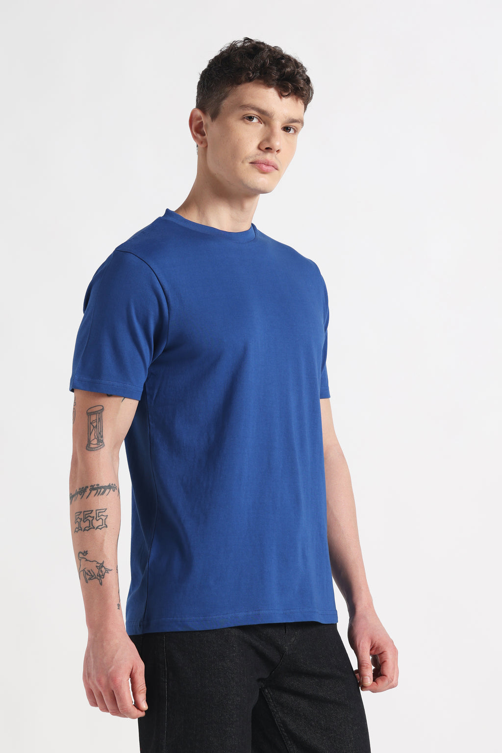 Indigo Drift Crew Neck Organic Cotton T-Shirt – 180 GSM