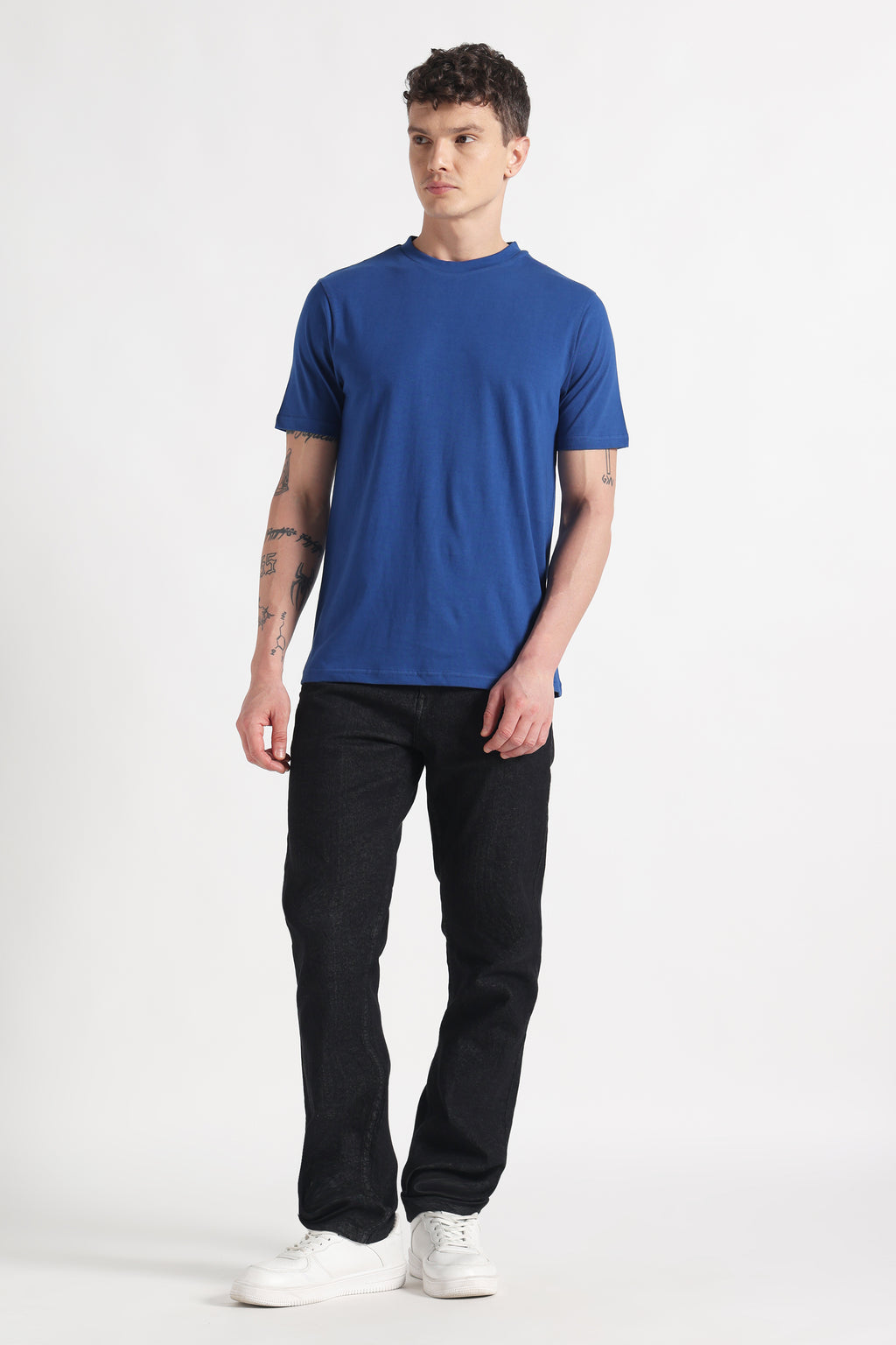 Indigo Drift Crew Neck Organic Cotton T-Shirt – 180 GSM
