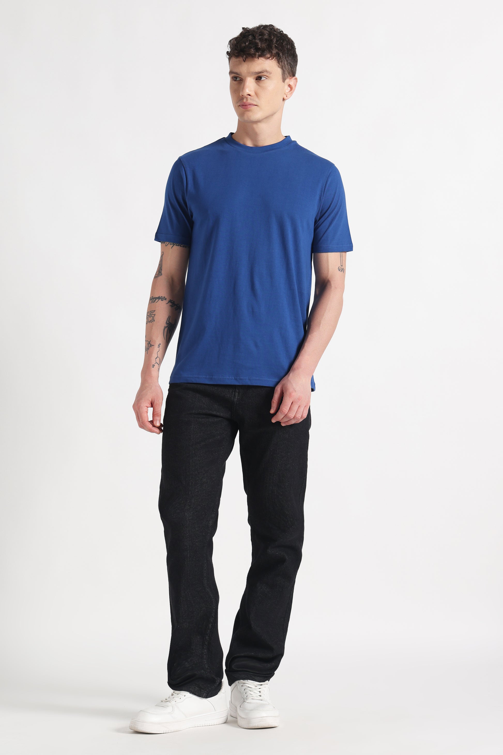 Indigo Drift Crew Neck Organic Cotton T-Shirt – 180 GSM