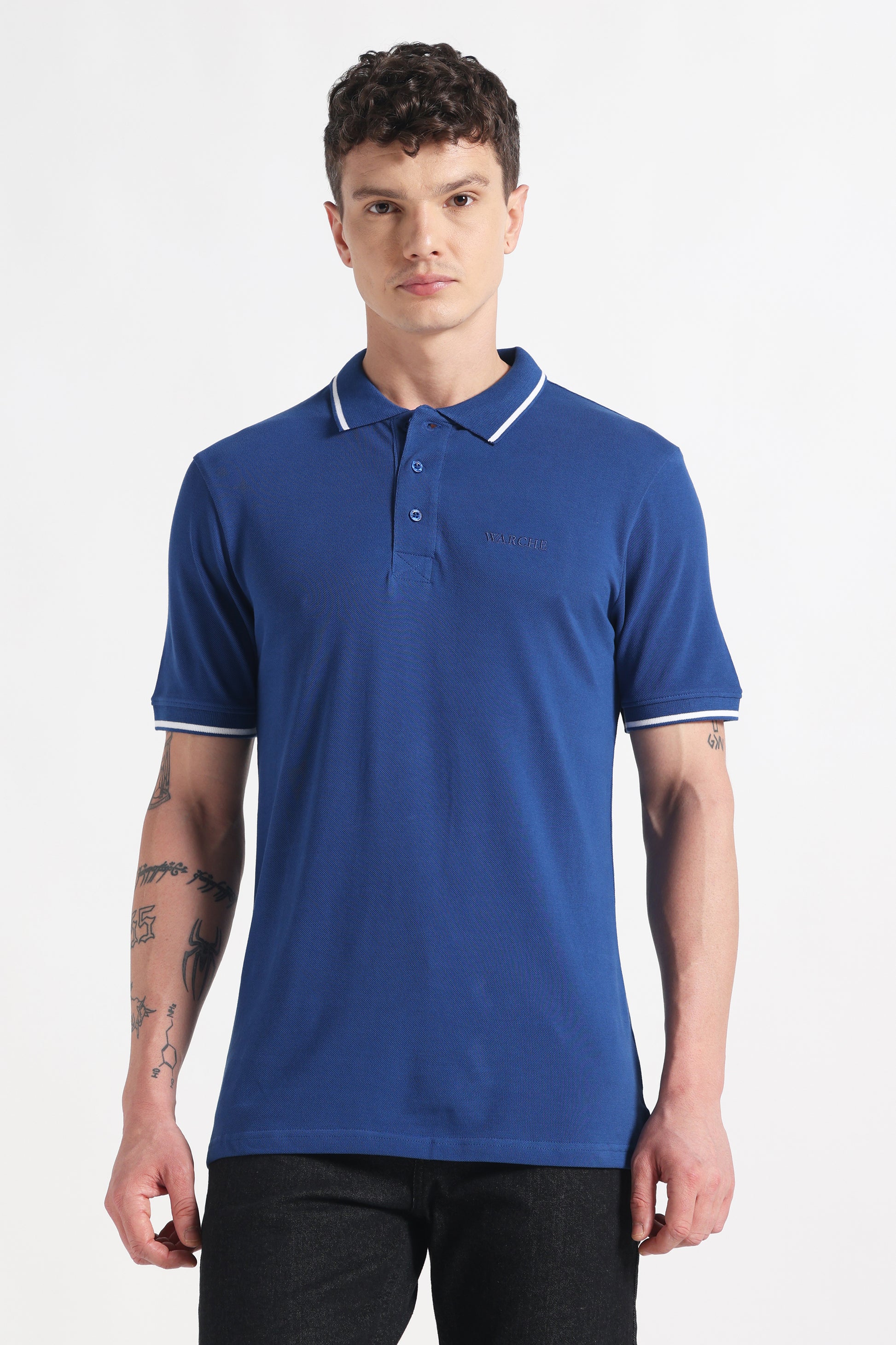 Indigo Drift Polo Organic Cotton T-Shirt – 220 GSM