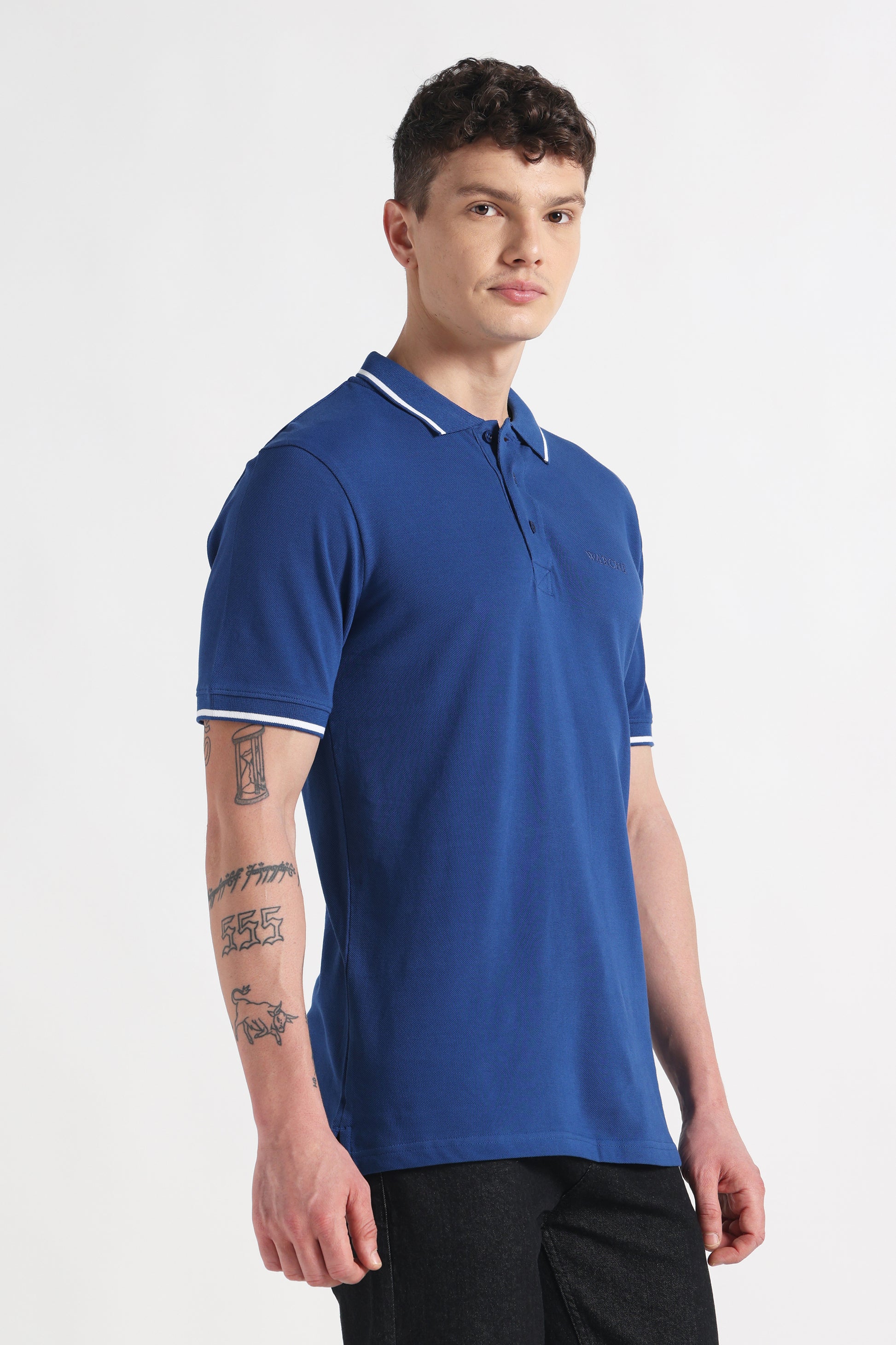 Indigo Drift Polo Organic Cotton T-Shirt – 220 GSM